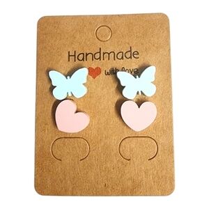 Butterfly Heart Acrylic Stud Earrings – 2 Pair